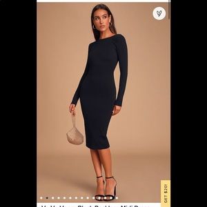 Lulu’s Va Va Voom black backless midi dress. NWT